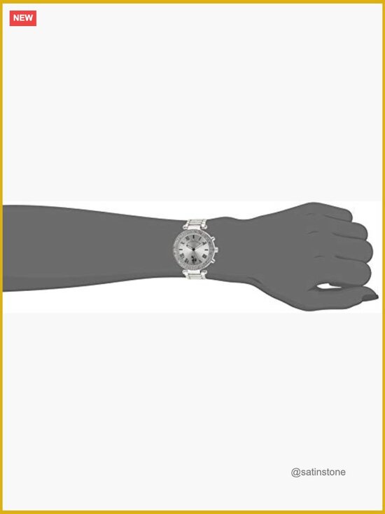 Quartz Silver-Toned Dress Watch - 39mm Case, Crystal Bezel, Japanese Movement